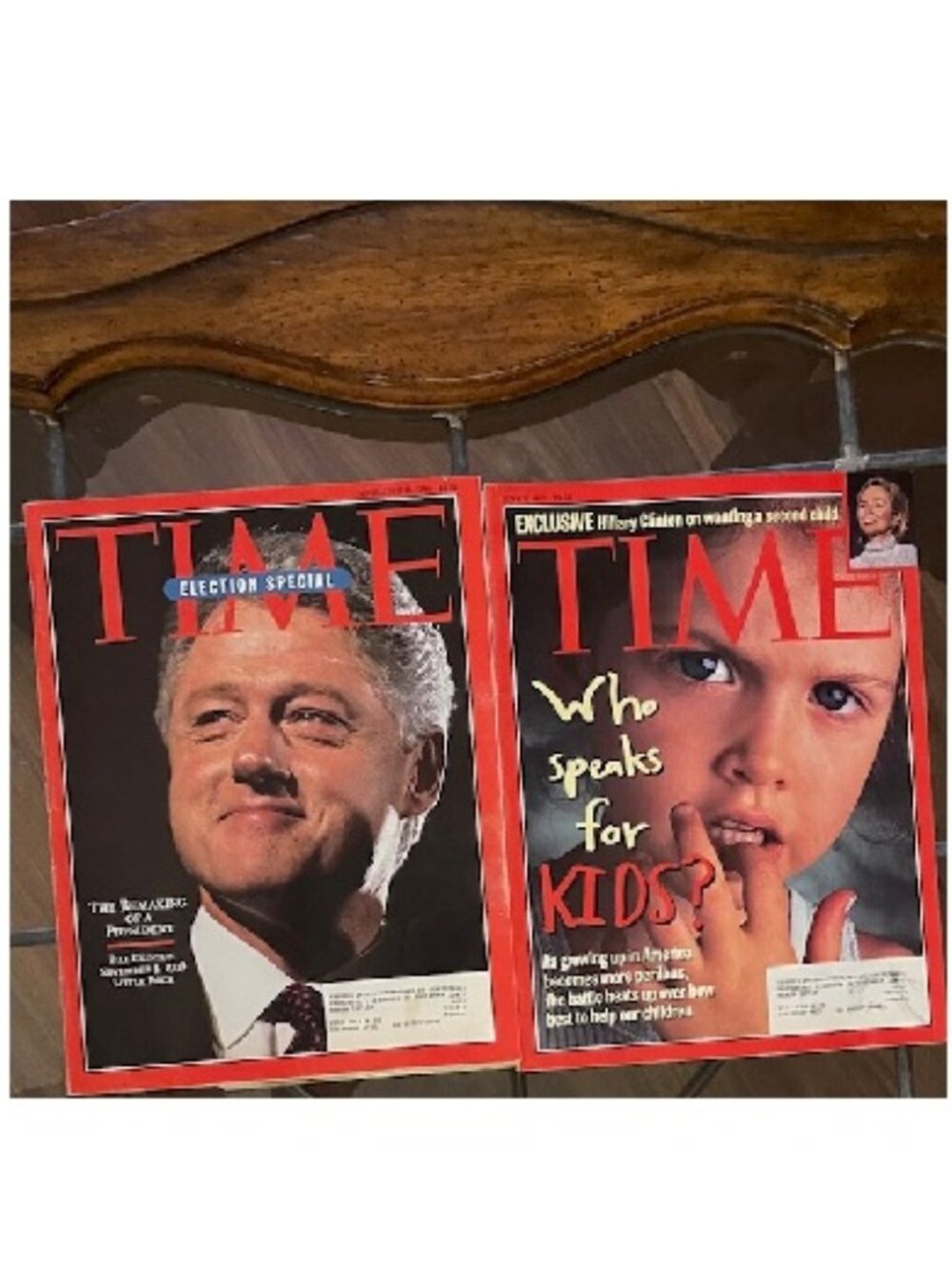 Time Magazine June 3, 1996 & November 18, 1996 Clintons and Kids